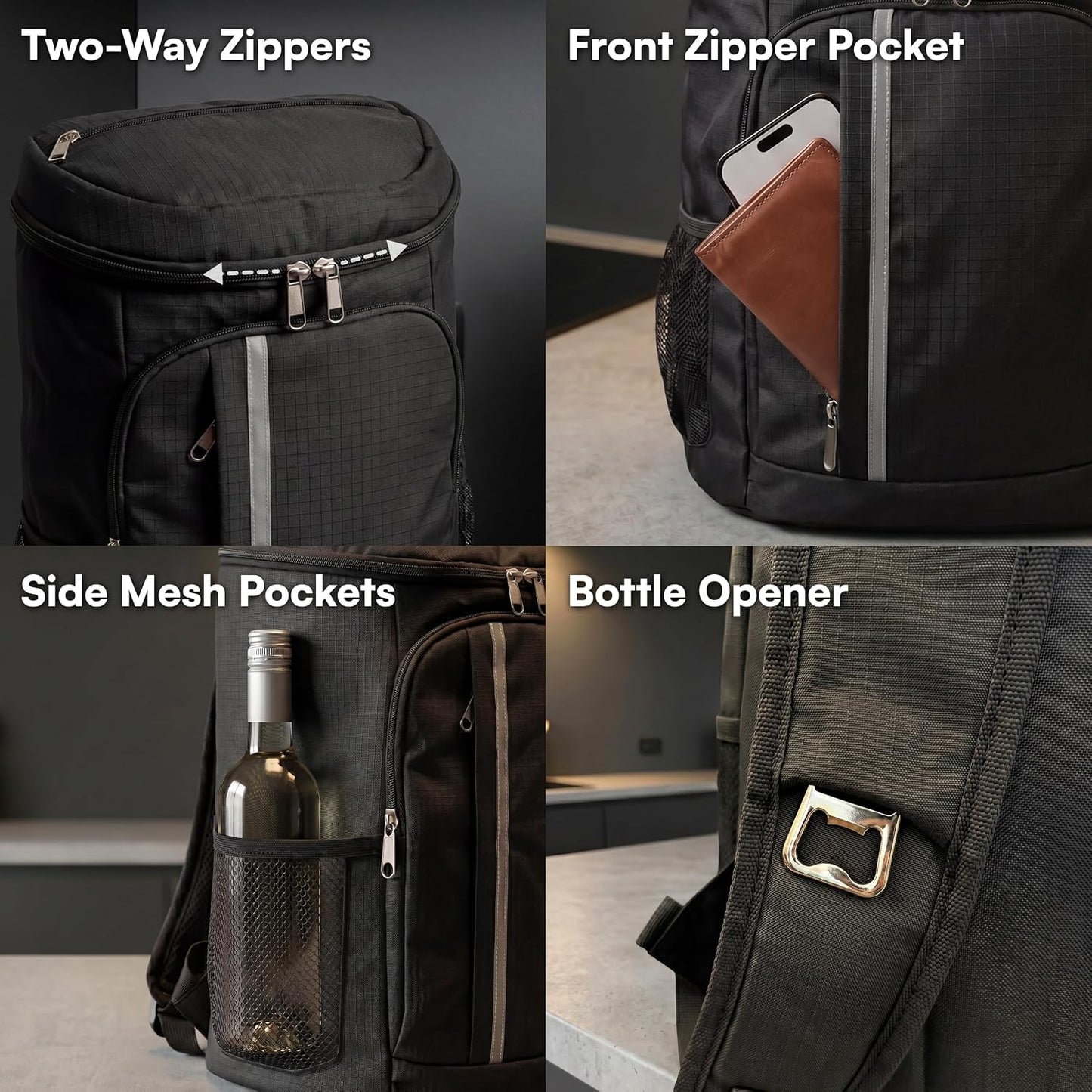 Cooler Backpack Insulated – 30L Cool Bag Rucksack Backpack Cooler – Cool Bag Back Pack for Picnic, Camping, Hiking – Black