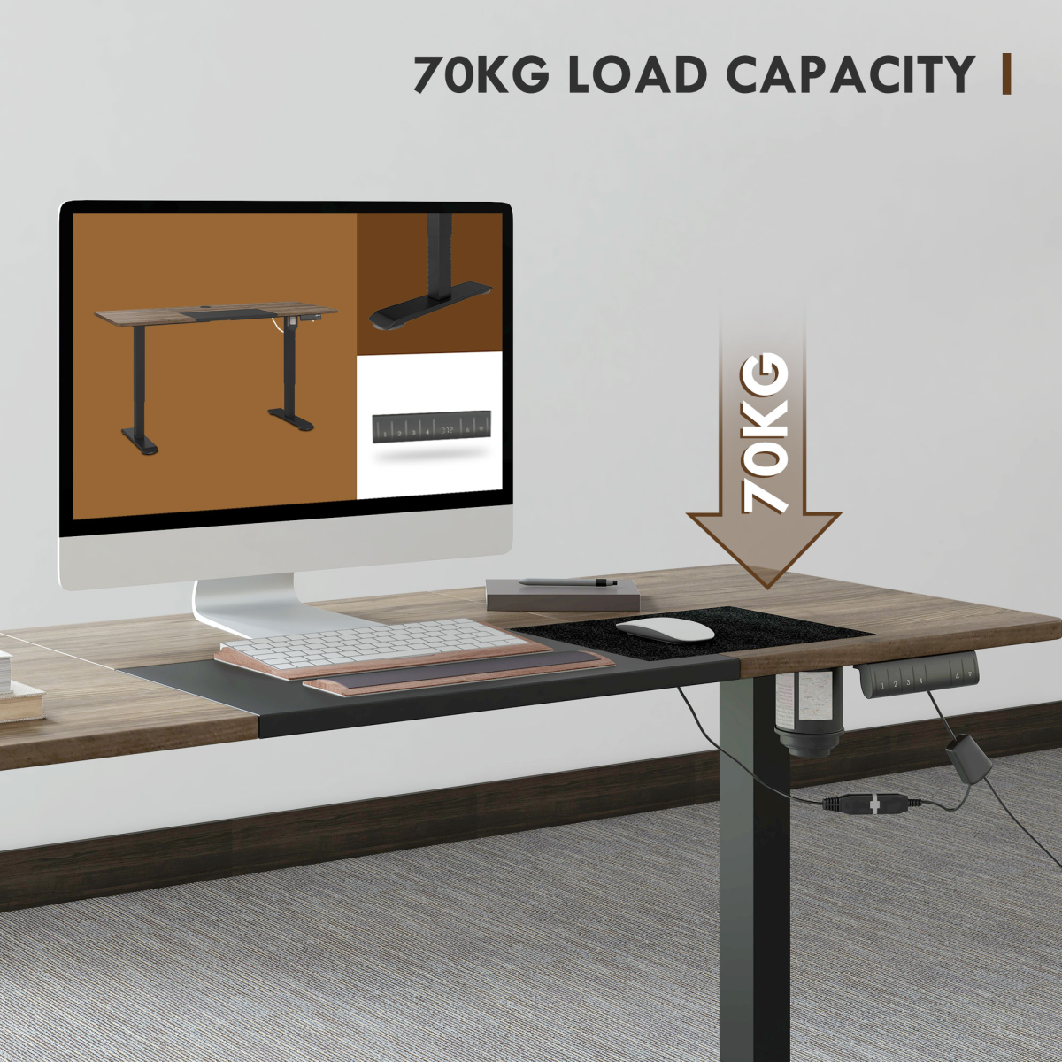 Height Adjustable Electric Standing with 4 Memory Preset Black Vinsetto