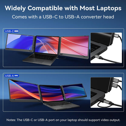 Laptop Screen Extender, 14" 1080P FHD IPS Dual Portable Monitor for Laptop, Compatible with 11.6" -15.6" Laptops (Mac Windows Chrome)