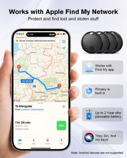 Air Tracker Tag Item Finder, Compatible with Apple Find My APP (Ios Only), IP67 Waterproof, Replaceable Battery, Suitable for Luggage, Bags, Wallets, Backpacks, Keys Tracking Tag -4Pack (Wetag Mini)