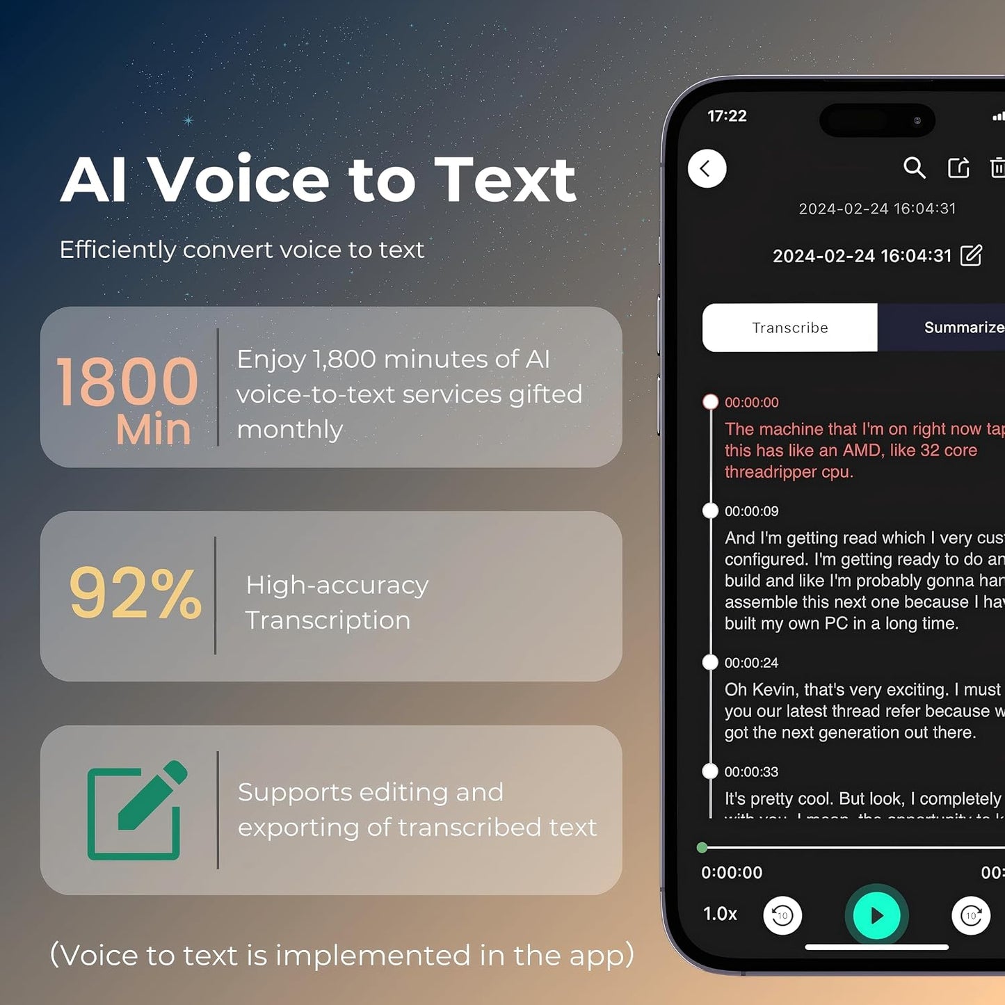 Focase Note AI Voice Recorder, Transcribe & Summarize, Translation, APP Control with Chat GPT, Magnetic, 64GB Memory, Support 112 Languages, Audio Recorder for Phone Calls, Lectures, Meetings, Black