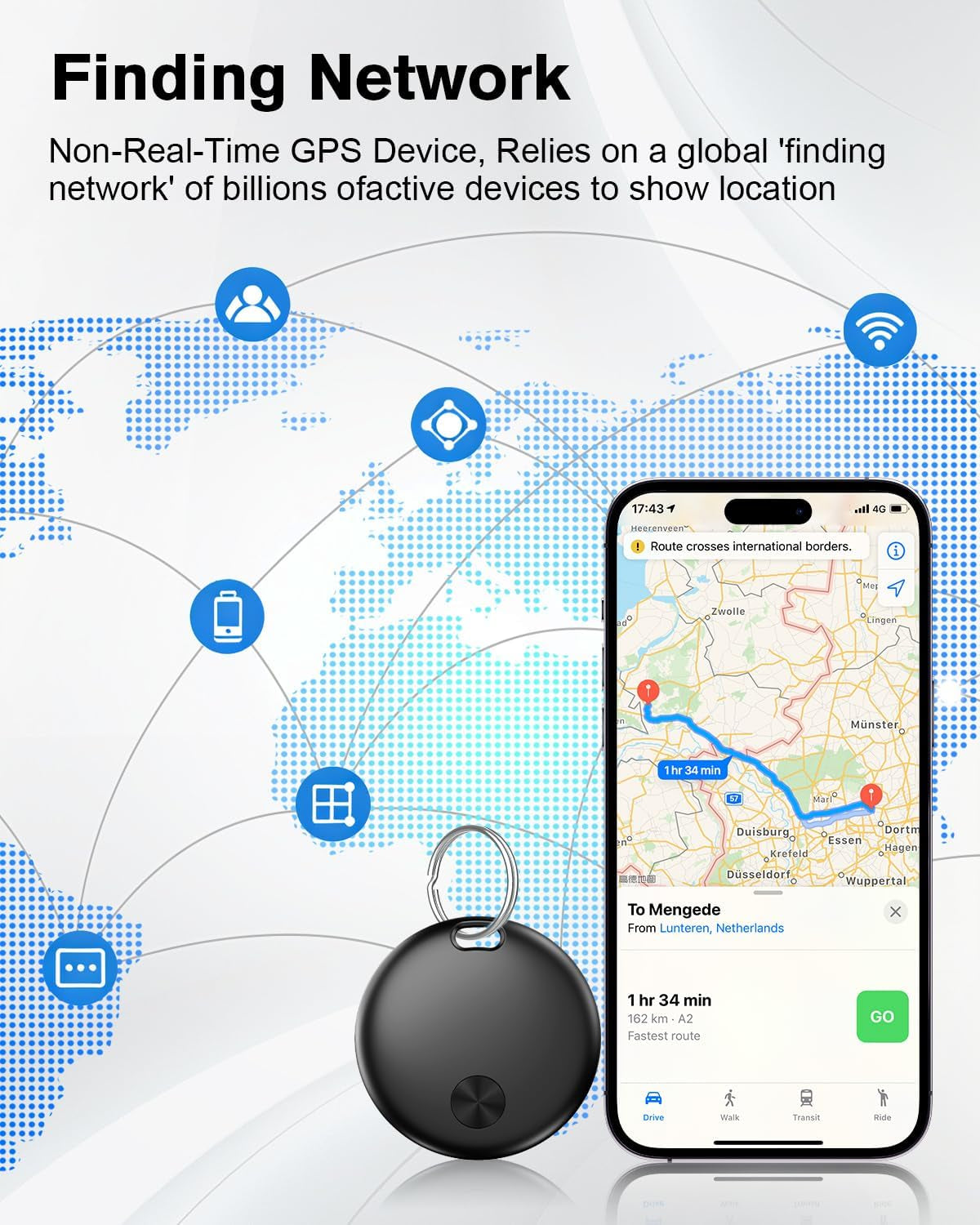 Air Tracker Tag Item Finder, Compatible with Apple Find My APP (Ios Only), IP67 Waterproof, Replaceable Battery, Suitable for Luggage, Bags, Wallets, Backpacks, Keys Tracking Tag -4Pack (Wetag Mini)