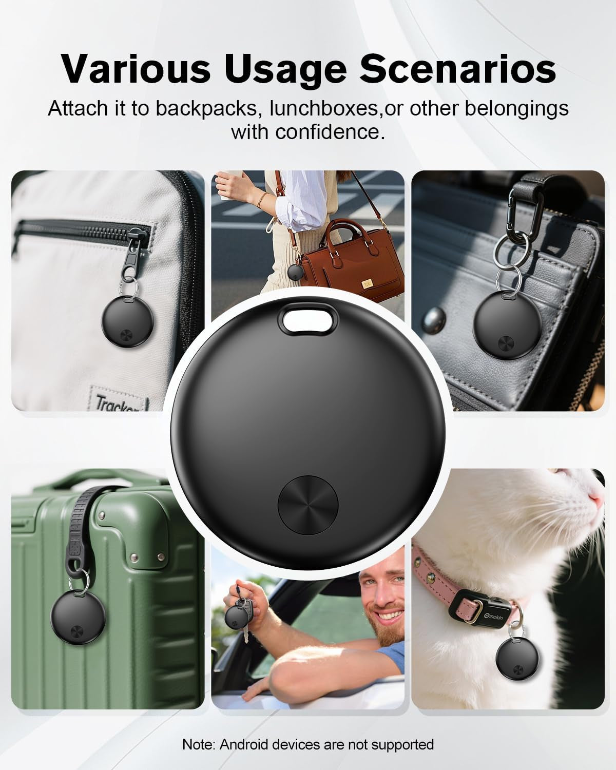 Air Tracker Tag Item Finder, Compatible with Apple Find My APP (Ios Only), IP67 Waterproof, Replaceable Battery, Suitable for Luggage, Bags, Wallets, Backpacks, Keys Tracking Tag -4Pack (Wetag Mini)