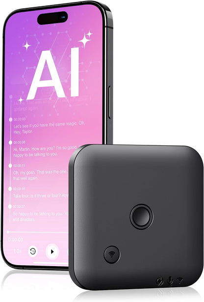 Focase Note AI Voice Recorder, Transcribe & Summarize, Translation, APP Control with Chat GPT, Magnetic, 64GB Memory, Support 112 Languages, Audio Recorder for Phone Calls, Lectures, Meetings, Black