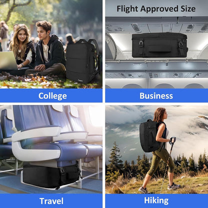 for New Ryanair Cabin Bags 40X30X20 Underseat, Travel Backpack Cabin Size, Rucksack for Plane Hand Luggage Backpack for Travelling, Ryan Air Cabin Bag 40X30X20 with Separate Shoe Pouch, Black