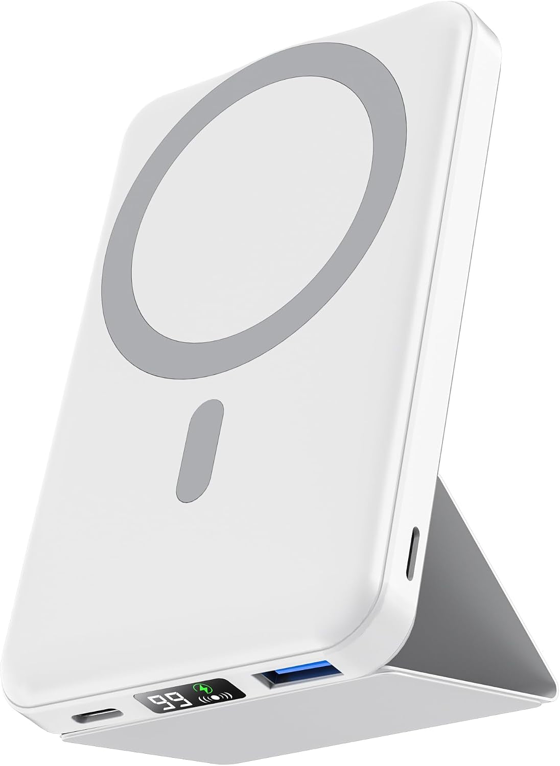 for Magsafe Power Bank, 10000Mah Magnetic Power Bank, PD 22.5W Fast Charging Battery Pack, Foldable Wireless Power Bank with LED Display for Iphone 17/16/15/14/13/12 All Series - White