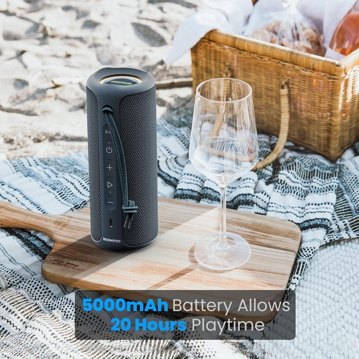 Boompro Bluetooth Speakers 36W Portable Speaker with Stereo Sound Bass, Bluetooth 5.3 Wireless IPX7 Waterproof Speaker with USB Type C Charging Port and 5000Mah 16H Playtime (Blue)