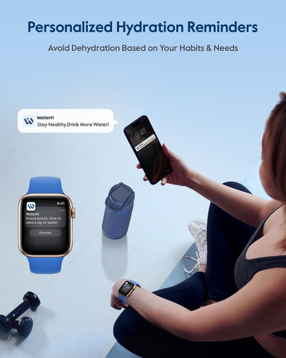 Boost Smart Water Bottle That Reminds You to Drink, Bpa-Free Stainless Steel Vacuum Insulated Bottle, Wide Mouth Water Tracker Bottle with APP, Ideal for Father'S Day, Blue, 710Ml