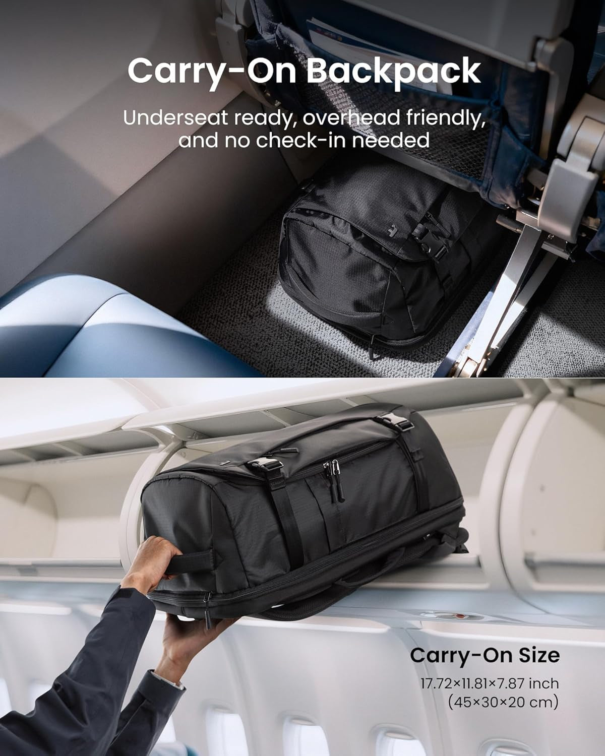 Travel Backpack 28L, TSA Friendly Flight Approved Travel Bag | Water-Resistant Carry-On Hand Luggage for Easyjet Cabin Bag 45X36X20, Lightweight Business Rucksack, Fits 16 Inch Laptop