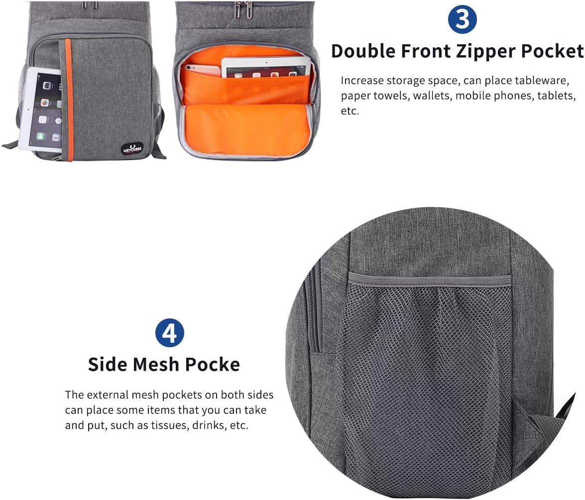 Cooler Backpack Insulated Lunch Bag 18L Large Capacity Waterproof Picnic Backpack Womens Mens Hot/Cold Freezer Bags Food Container for Travel/Hiking/Beach/School/Camping/Bbq
