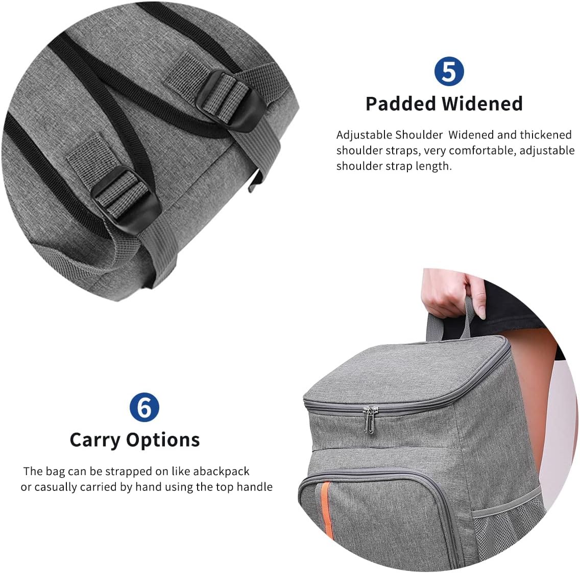Cooler Backpack Insulated Lunch Bag 18L Large Capacity Waterproof Picnic Backpack Womens Mens Hot/Cold Freezer Bags Food Container for Travel/Hiking/Beach/School/Camping/Bbq