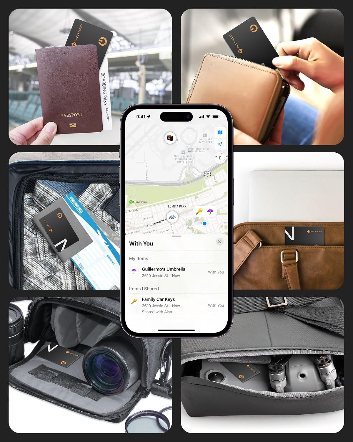 Smartcard Wallet Tracker 2-Pack, Air Locator Tags - 1.6Mm Thin, 6-Year Battery, IP68 Waterproof, Apple Find My Compatible (Ios Only), Bluetooth GPS Item Finders for Backpack, Luggage - Black
