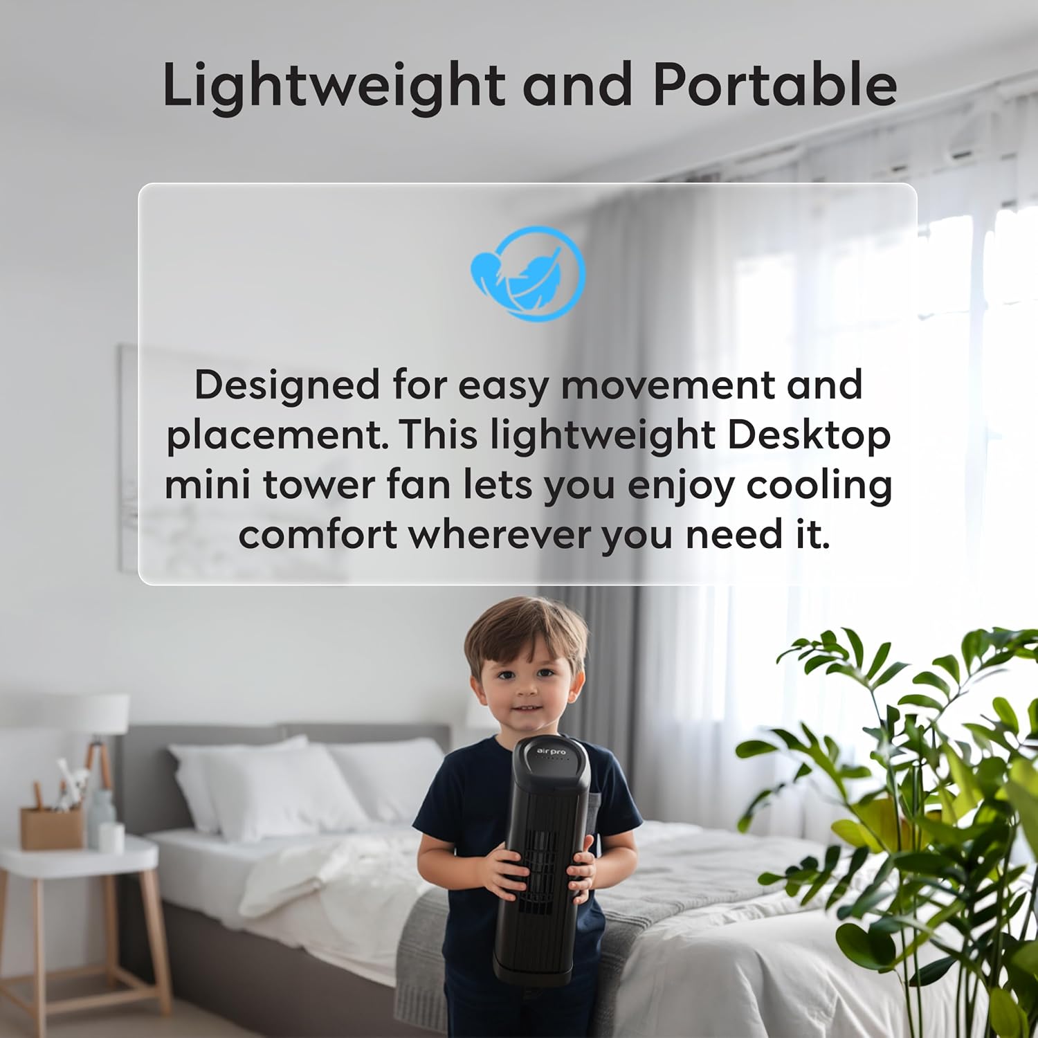 14" Desk Fan Bladeless Fan with Remote Control – Table Tower Fan Compact 3 Speeds 3 Modes with Quiet 20W Energy Efficient for Instant Cooling Personal Portable Lightweight Fan for Home Office