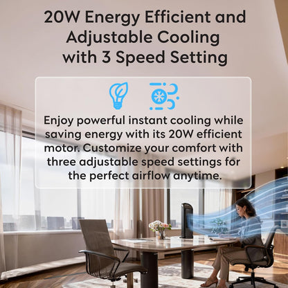 14" Desk Fan Bladeless Fan with Remote Control – Table Tower Fan Compact 3 Speeds 3 Modes with Quiet 20W Energy Efficient for Instant Cooling Personal Portable Lightweight Fan for Home Office