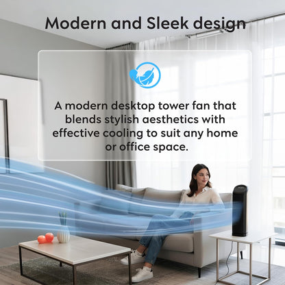 14" Desk Fan Bladeless Fan with Remote Control – Table Tower Fan Compact 3 Speeds 3 Modes with Quiet 20W Energy Efficient for Instant Cooling Personal Portable Lightweight Fan for Home Office