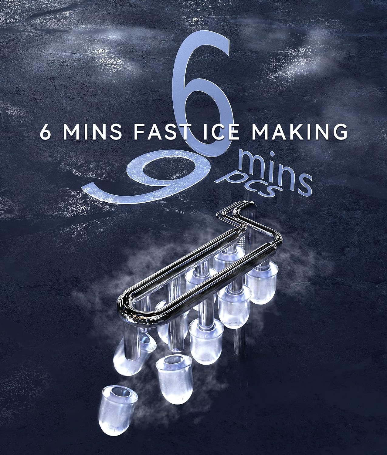 Ice Maker Machine Countertop, 9 Ice Cubes in 6 Mins, 12KG in 24Hrs, 2 Sizes of Ice, Self-Cleaning with Ice Bags, Scoop, and Basket for Kitchen, Office, Bar, Party