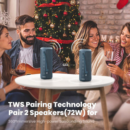 Boompro Bluetooth Speakers 36W Portable Speaker with Stereo Sound Bass, Bluetooth 5.3 Wireless IPX7 Waterproof Speaker with USB Type C Charging Port and 5000Mah 16H Playtime (Blue)