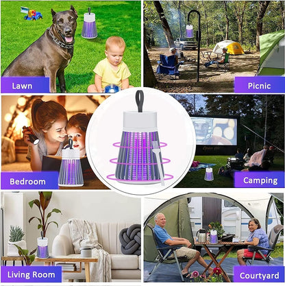 [2025 Upgraded] Electric Mosquito Killer Lamp, Portable Fly Killer Insect Killer Trap, Rechargeable Bug Zapper for Indoors Outdoor Office Patio Camping (Gray)