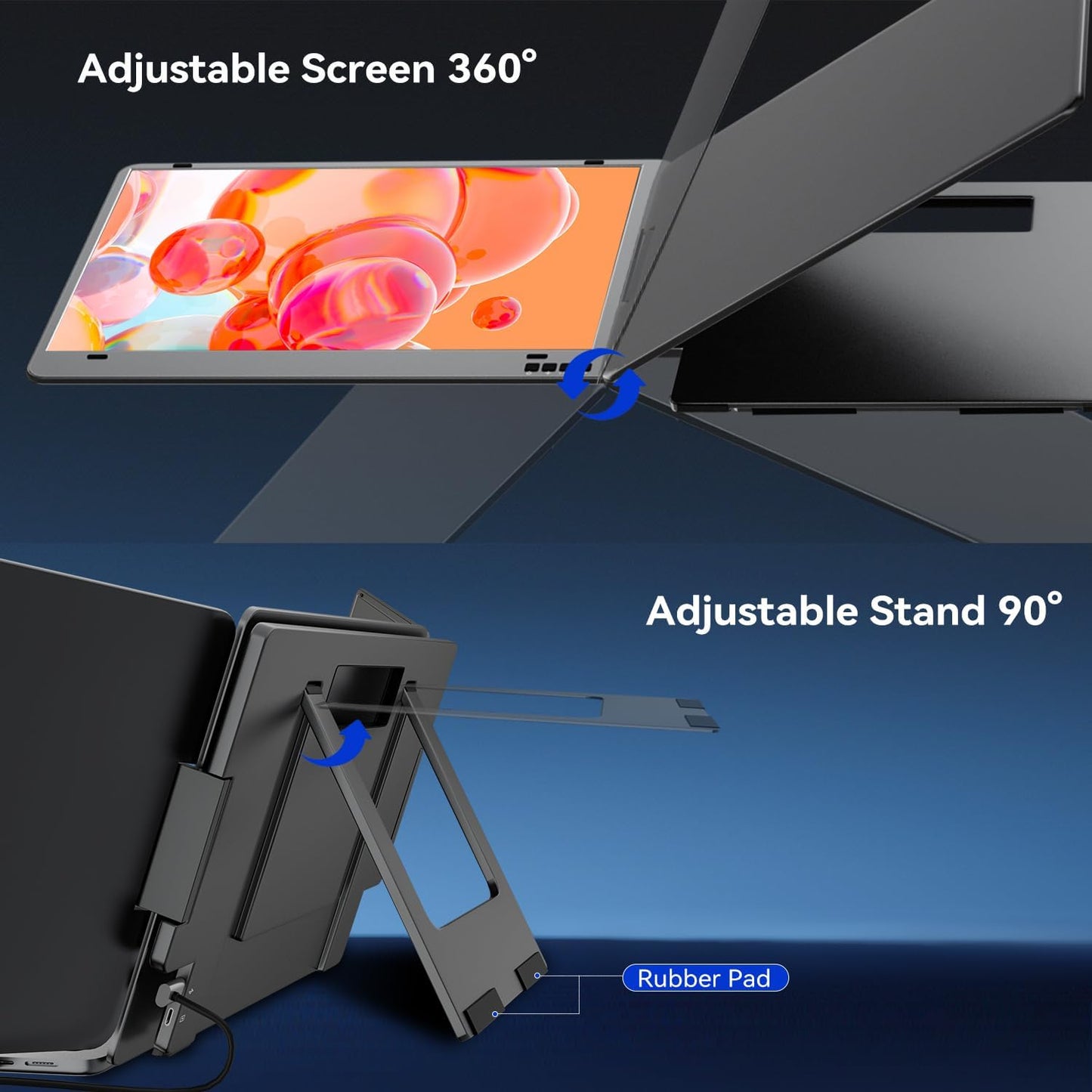 Laptop Screen Extender, 14" 1080P FHD IPS Dual Portable Monitor for Laptop, Compatible with 11.6" -15.6" Laptops (Mac Windows Chrome)