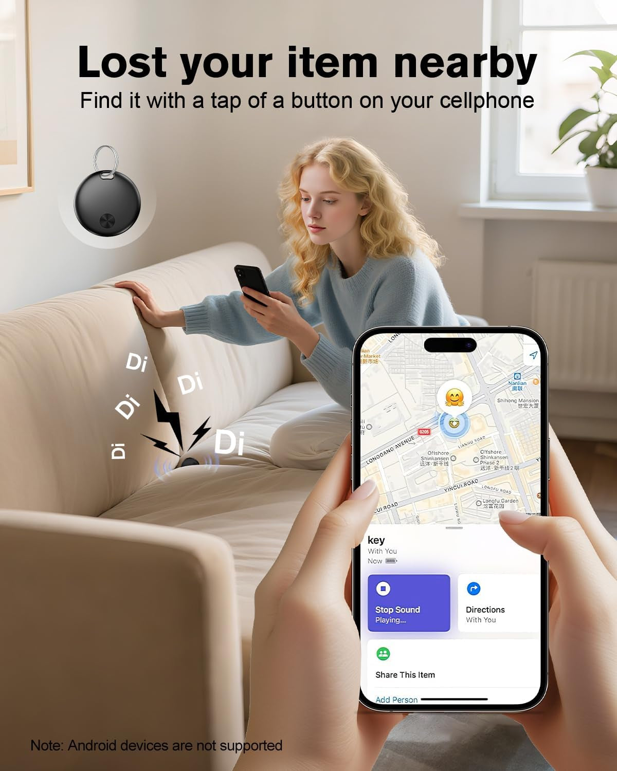 Air Tracker Tag Item Finder, Compatible with Apple Find My APP (Ios Only), IP67 Waterproof, Replaceable Battery, Suitable for Luggage, Bags, Wallets, Backpacks, Keys Tracking Tag -4Pack (Wetag Mini)