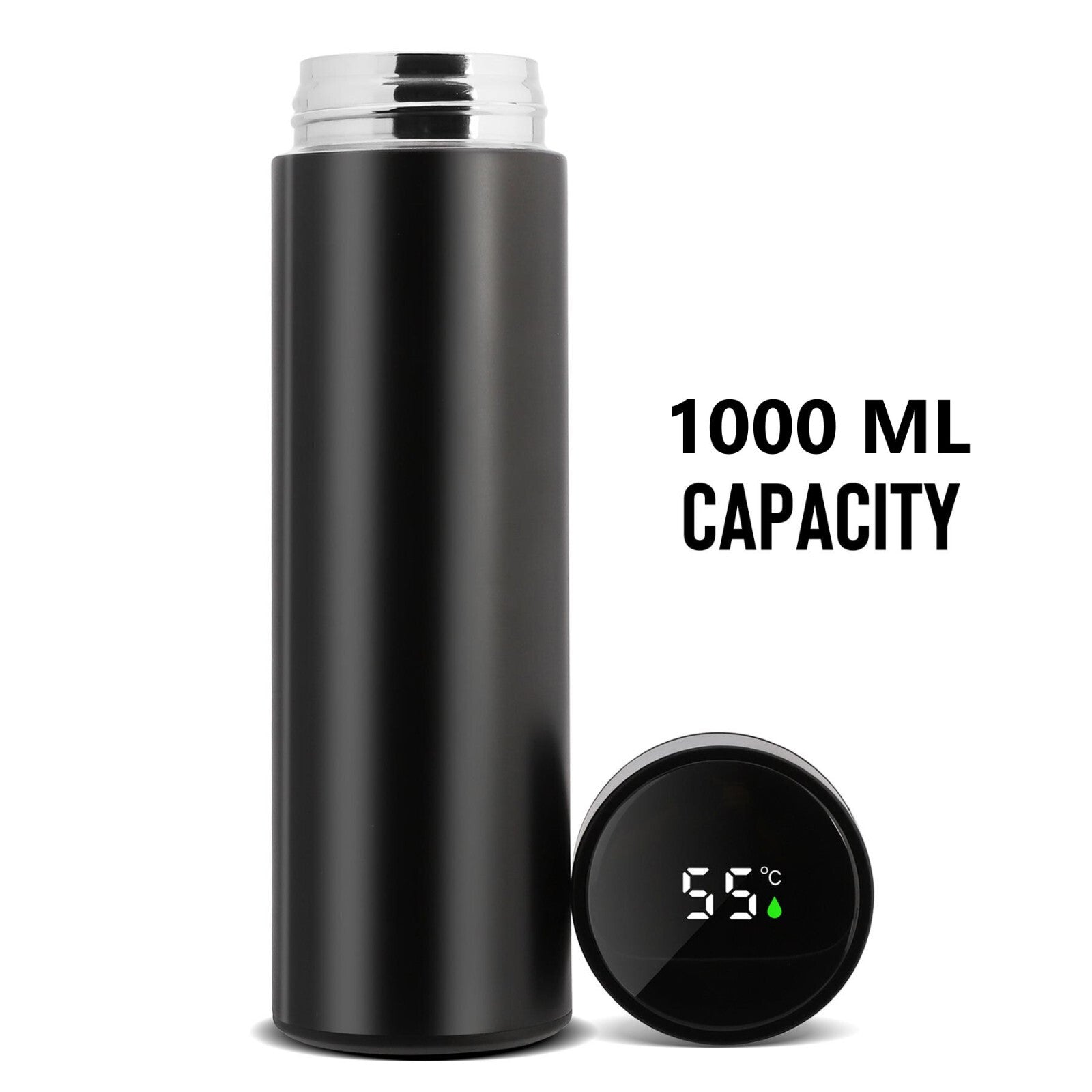 1L LED Tumbler Smart Water Bottle Vacuum Insulated Flask Stainless Steel Thermos