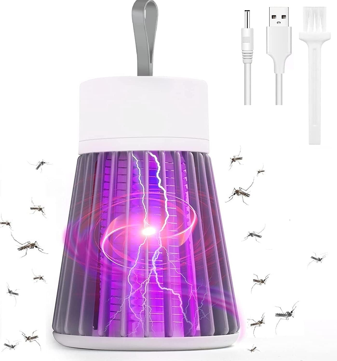 [2025 Upgraded] Electric Mosquito Killer Lamp, Portable Fly Killer Insect Killer Trap, Rechargeable Bug Zapper for Indoors Outdoor Office Patio Camping (Gray)