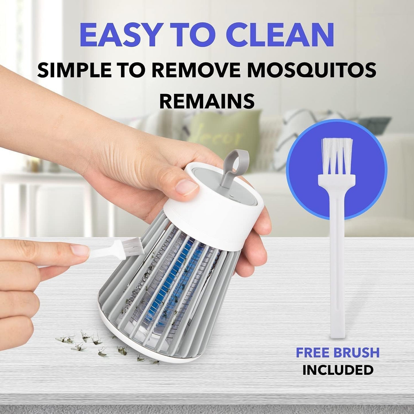 [2025 Upgraded] Electric Mosquito Killer Lamp, Portable Fly Killer Insect Killer Trap, Rechargeable Bug Zapper for Indoors Outdoor Office Patio Camping (Gray)