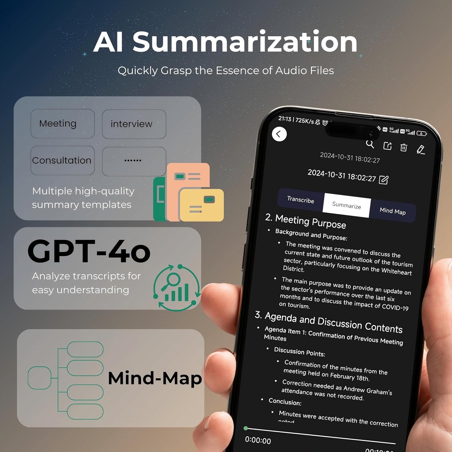 Focase Note AI Voice Recorder, Transcribe & Summarize, Translation, APP Control with Chat GPT, Magnetic, 64GB Memory, Support 112 Languages, Audio Recorder for Phone Calls, Lectures, Meetings, Black