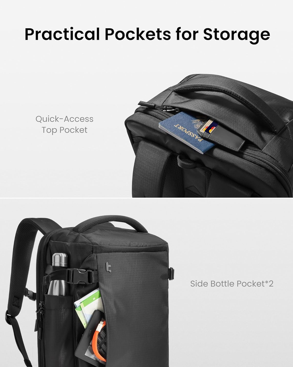 Travel Backpack 28L, TSA Friendly Flight Approved Travel Bag | Water-Resistant Carry-On Hand Luggage for Easyjet Cabin Bag 45X36X20, Lightweight Business Rucksack, Fits 16 Inch Laptop