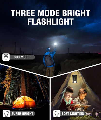 Solar Power Bank 26800Mah with Suction Cup Mount, Power Bank 3 USB Ports with Torch Continuous Light/Sos/Strobe Waterproof Outdoor External Battery for Phones (Black)