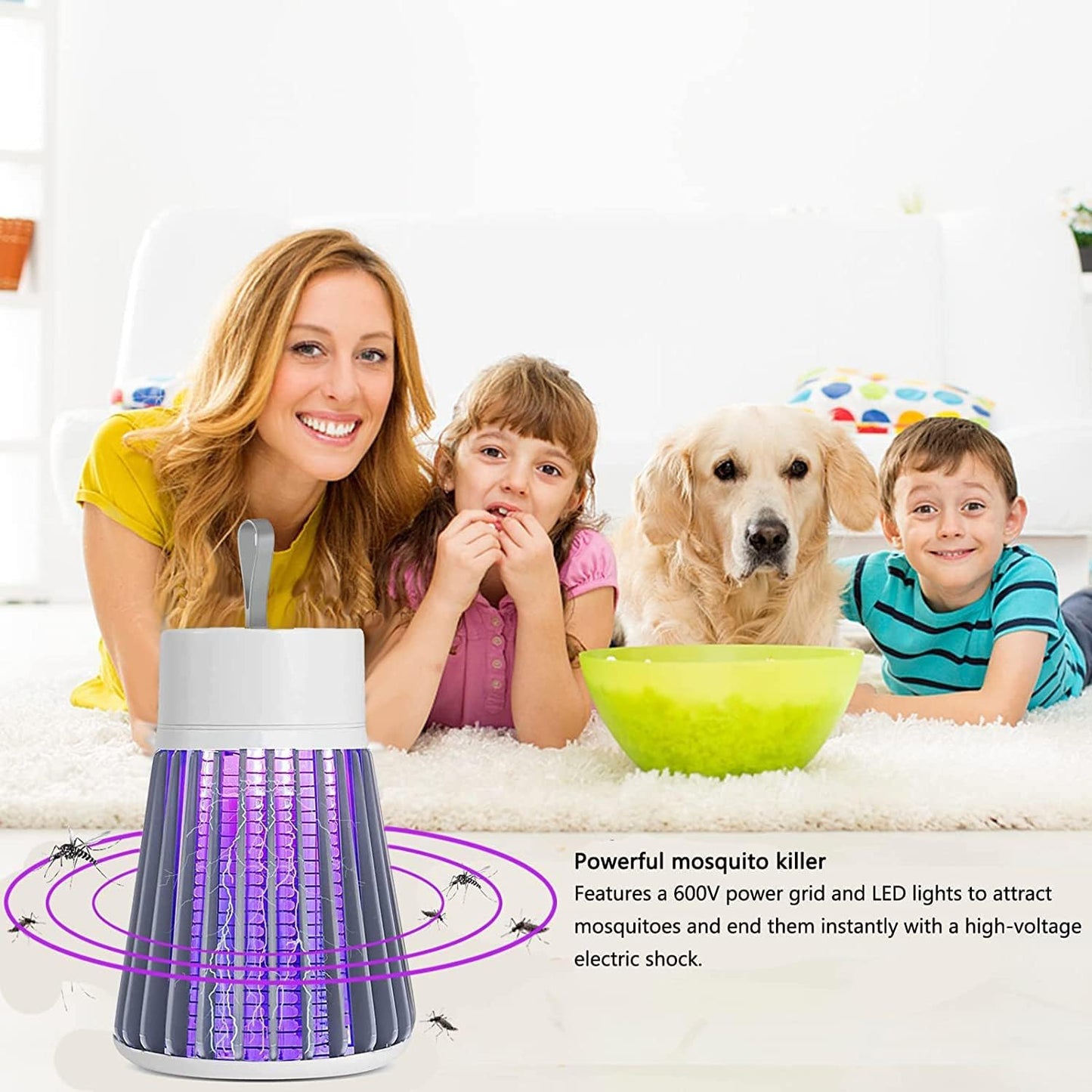 [2025 Upgraded] Electric Mosquito Killer Lamp, Portable Fly Killer Insect Killer Trap, Rechargeable Bug Zapper for Indoors Outdoor Office Patio Camping (Gray)